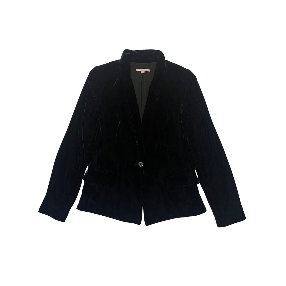 Gap Black Velvet Single Button Dark Academia Witchy Goth Blazer Jacket Size 6